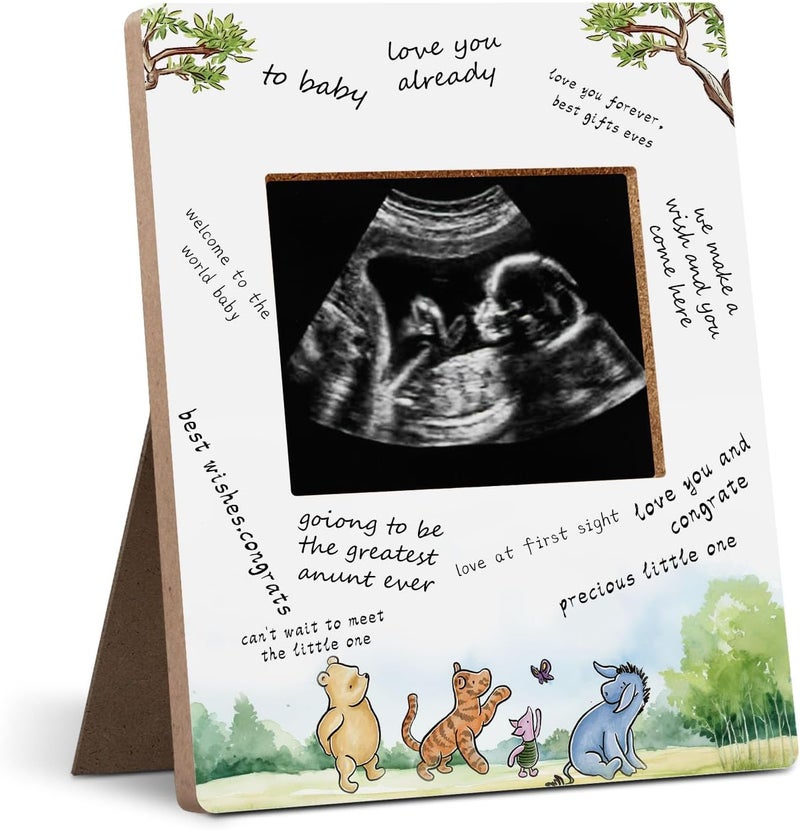 Hatzelou Baby Shower Sign Picture Frame - Sonogram Picture Frame & Guest Book Frame - Cute Animals Decor for Baby Shower Party Supplies - Gender Reveal - Image 1